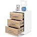 COMIFORT Mesa de Noche - Mesita Auxiliar para el Dormitorio de Estilo Nórdico, Moderna y Minimalista, con 3 Espaciosos Cajones, Muy Resistente, de Color Blanco y Roble