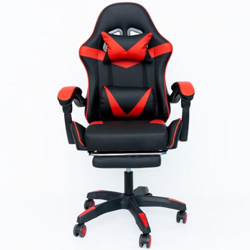 Sedia Gaming Poltrona da Ufficio Direzionale Ruote Girevole Sportiva Racer Direzionale Office Racing Presidenziale Casa Studio Sedia Da Scrivania Altezza Regolabile (Nero e Rosso) - Sedia gaming - Immagine 4