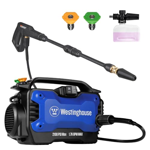 Westinghouse ePX3100s Electric Pressure Washer, 2100 Max PSI 1.76 Max GPM with Foam Cannon and Turbo Nozzle, for Cars/Fences/Driveways/Home/Patios