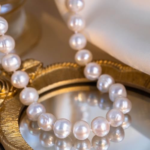 Freshwater Pearl Necklace; Baroque Pearl Necklace; Classic Pearl Necklaces for Women; Real Pearl Necklace; 9mm Pearl Necklace for Men and Women; Chunky Pearl Necklace with Sterling Silver Clasp4