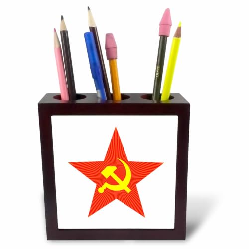 3dRose Soviet star 5 inch tile pen holder