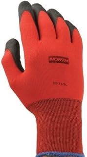 North Safety Medium Nylon Gloves with PVC Foam Palm Coating, Black/Red, NF11/8M