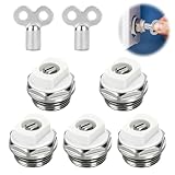 [5 Pack] Llave Radiador y Válvula de Ventilación, Purgador Radiador Universal de Latón Niquelado, Llave Purgar Radiadores Antiguos y Modernos, Resistente hasta 120°C - Kit Completo de Calefacción