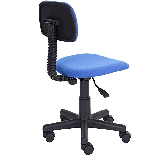 Sedia Poltrona Poltroncina Operativa con 5 Ruote Piroiettanti Ufficio Cameretta Stanzetta in Tessuto Nero Regolabile con Schienale Imbottito (Blu) - Sedia gaming - Immagine 3