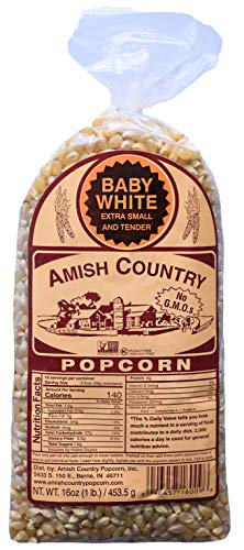 Amish Country Popcorn - Baby White - Small & Tender Popcorn - Old