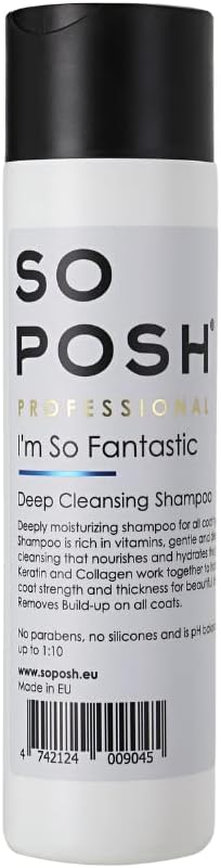 So Posh I’m So Fantastic Dog Shampoo - Deep Cleansing Shampoo, with Collagen & Keratin & Optical Brighteners, Suitable for All Breeds, Sulfate & Paraben Free, 1:10 Concentrate. 33.8 Oz
