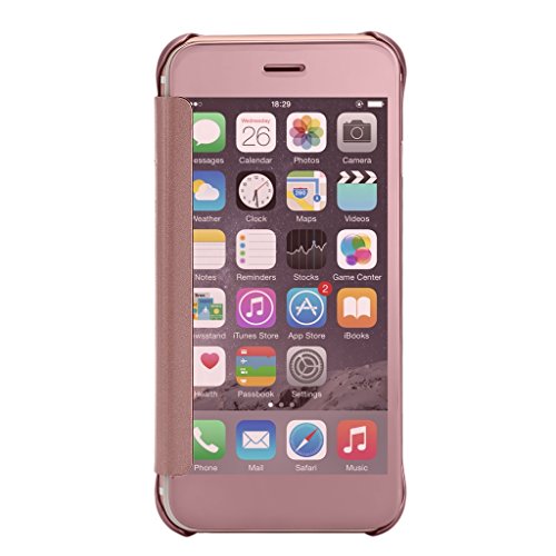 iPhone 6s Plus Case,Mirror Smart Clear View Window Flip Case Cover For iPhone 6s Plus, iPhone 6 Plus - rose gold