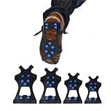 Spikes für Schuhe Winter, Anti Rutsch Schuhkrallen mit 10 Edelstahlspikes, TPE Schlupfdesign, schnell aufsteckbar und faltbar, für EIS, Schnee, vereiste Straßen und Gehwege (Blau, L)