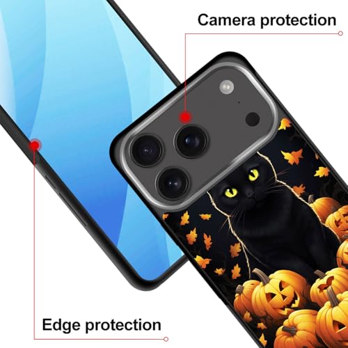 BFUKVOU for iPhone 17 Pro Case,Hard PC+Soft TPU Bumper Anti-Slip Ultra Thin Cover Protective Shockproof Case for iPhone 17 Pro 6.3 inch 2025,Black Cat Pumpkin - image 2
