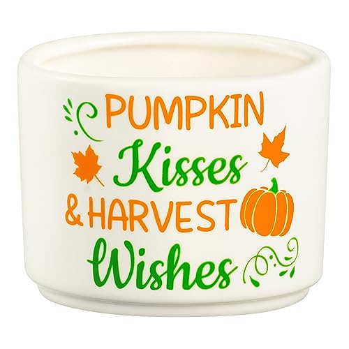 WATINC Fall Autumn Candy Dish Mini Ceramic Candy Bowl Tiered Tray Decor, Pumpkin Maple Leaves Sweets Table Shelf Decorations, Farmhouse Harvest Wishes Accents for Thanksgiving House (3.5 x 2.8 Inches)