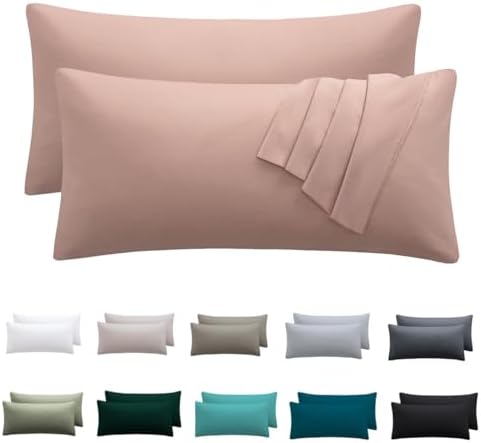 Nesture Kissenbezug 40 x 80 2er Set, Rosa, 100% Mikrofaser | kopfkissenbezug 40x80cm mit Reißverschluss, kissenhülle weich & bügelfrei, atmungsaktiv, Pflegeleicht bei 60°C waschbar
