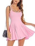 ADOME Hot Pink Dress Casual Summer Dress Sleeveless Mini Slip Dress Party Club Night Out Dress(Pink,L)