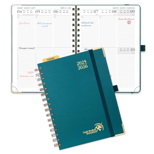 POPRUN 2025-2026 Academic Diary A5 Week to View (26.5x21.5 cm) Spiral 17 Months (Aug'25 - Dec'26) Vertical Academic Planner 25/26 Weekly Mid Year Diary (Pacific Green)