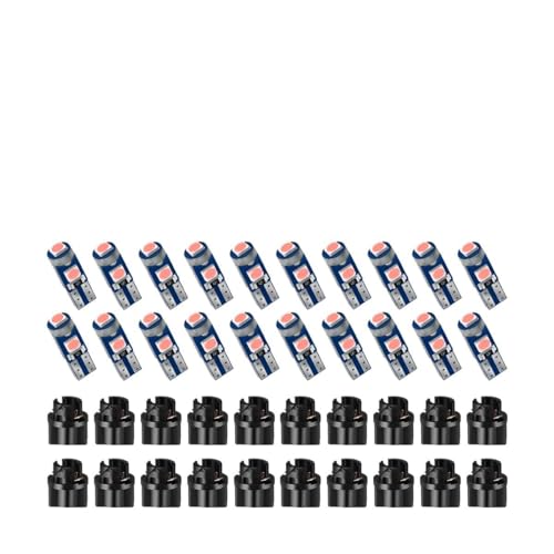 HZEL 20Sets/40PCS Car 74 LED Bulb Dash Light, Bright T5 2721 37 74 PC74 Wedge Twist Socket Vehicle Dome Map Dashboard Indicator, Instrument Panel Gauge Cluster Lamp Kit, Universal for Vehicle (Pink)