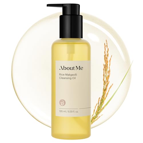 About Me Rice Makgeolli Cleansing Oil – Triple Ferment Oil Cleanser & Makeup Remover with Galactomyces, Melts Waterproof Makeup, Milky Rinse No Residue, Fragrance-Free for Sensitive Skin, 6.59 fl oz