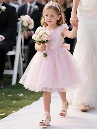 Girls High Heels Flower Girl Wedding Party Dress Shoes Elegant Open Toe Sandals3
