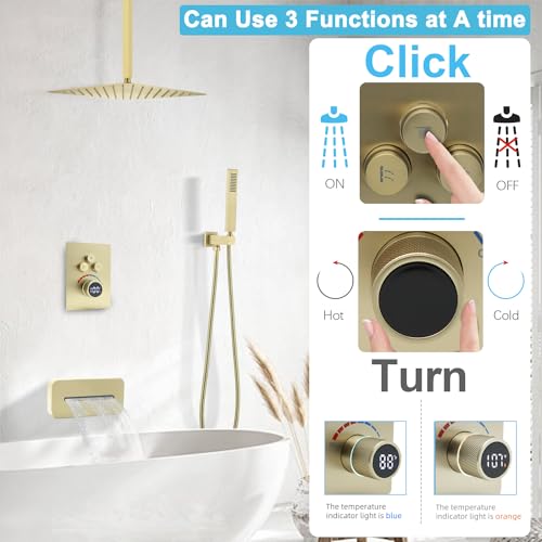 Vanne de dérivation à affichage numérique LED pour ensemble de douche de plafond