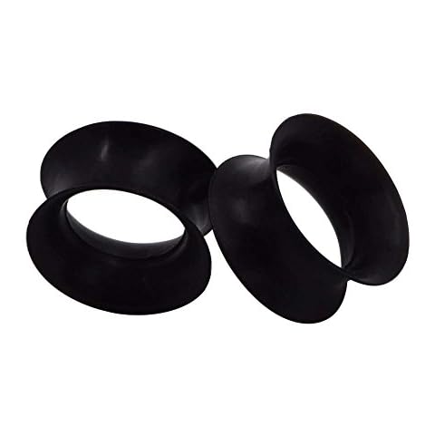 Oyaface 2 PC Black Soft Silicone Flexible Ear Skin Tunnels Plugs Expanders Gauges Hollow Body Piercing (Black 1/2"(12mm)) Cover