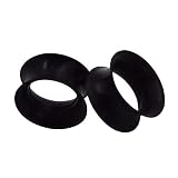 Oyaface 2 PC Black Soft Silicone Flexible Ear Skin Tunnels Plugs Expanders Gauges Hollow Body Piercing (Black...