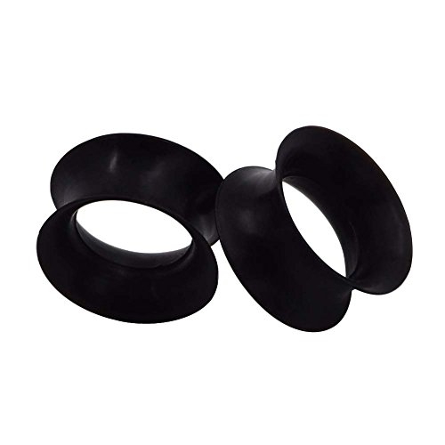 Oyaface 2pcs Hollow Soft & Hard Silicone Ear Gauges Flesh Tunnels Plugs Stretchers Expander 2g-3/4 (Black 5/8"(16mm)) by Oyaface - Used condition - US$5.87