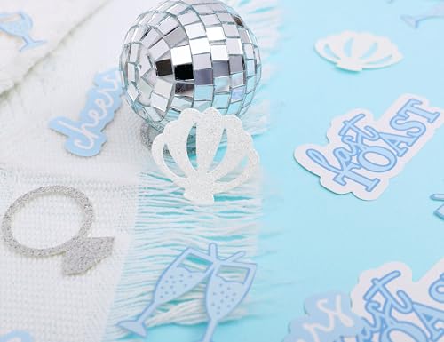 Image of 200psc Last Toast on the Coast Confetti - Last Toast Bachelorette Party Decorations, Ocean Bridal Shower Confetti, Beach and Coastal Bachelorette Party Decor, Shimmery Seashell and Ring Confeti