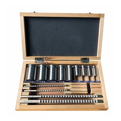 Inch Size HSS Keyway Broach Set 18pcs 4 Broaches 9 Collared Bushings 5 Shims Inch Industrial Tools Heat Resistance