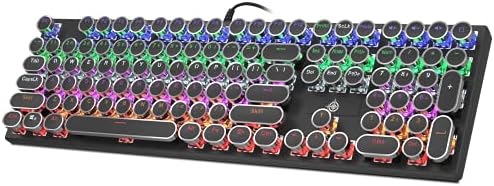 GEEKLIN Mechanical Keyboard, Rainbow LED Backlit Gaming Keyboard,USB Wired Gaming Mechanical Keyboard With Blue Switches for Desktop, Computer, PC(108 Keys, US Layout)