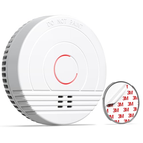 Andyssey Détecteur de Fumée Pile remplaçable, GS536GC Alarme Incendie, Capteur Optique, Conforme à la Norme européenne EN14604, Lot de 1