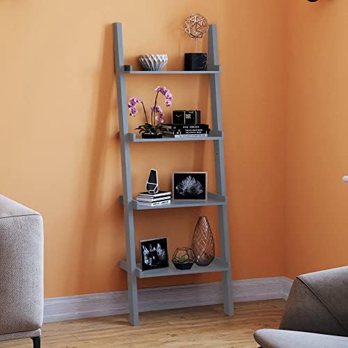 Amazon Brand - Movian 4-Tier Ladder Bookcase, Grey, 32.5 x 56 x 158 cm