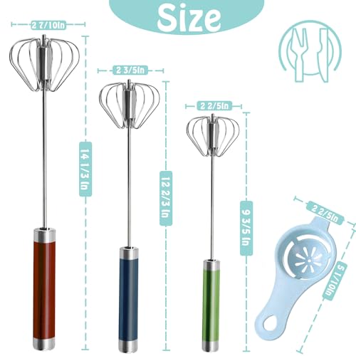 Semi-automatic Whisk, Stainless Steel Egg Beater, Hand Push Rotary Whisks Mixer Stirrer for Making Cream, Whisking, Beating and Stirring (3 Color) - Thumbnail 2