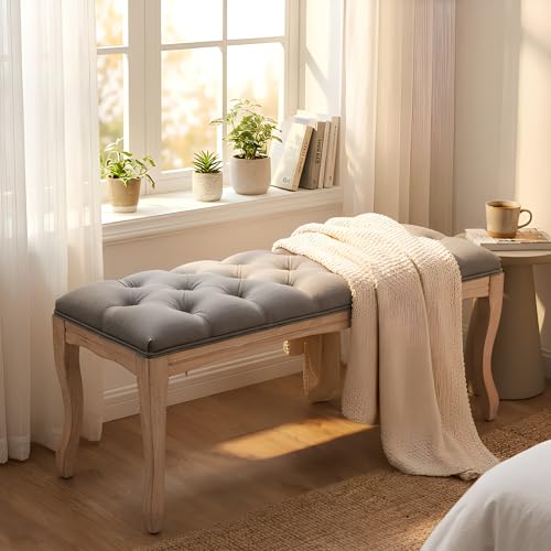 Star20XX Tufted Bench with Linen Seat