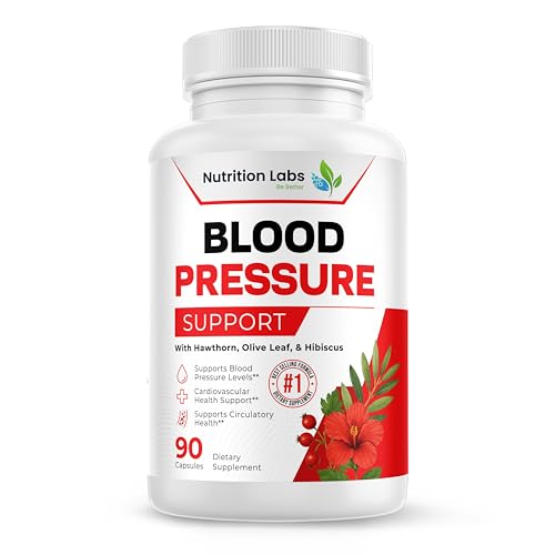 Blood Pressure Support & Heart Health Cardiovascular Supplement W/ Hawthorn, Hibiscus. Nitric Oxide Support for Normal Blood Pressure Support W/ Vitamin B12 & Folic Acid. Garlic Supplements. 90 CT