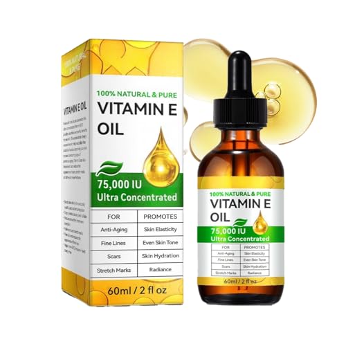 Vitamin E Öl Bio 75000 IE - Glow Remedy Hautpflegeöl Feuchtigkeitsspendende Intensivpflege für Trockenes Haar - Vegan Bio Vitamin E Öl für Kosmetik, Narben & Dehnungsstreifen Reduktion, Anti-Aging