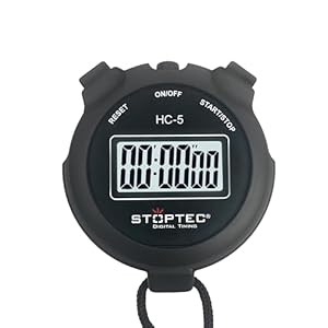 Stoptec Stoppuhr HC-5 | Ganz einfach: nur Start - Stopp & Reset | EIN- & Ausschaltbar | Großes einzeiliges Display | Spritzwasserfest | Sport | Hobby | Freizeit | Für Kinder geeignet