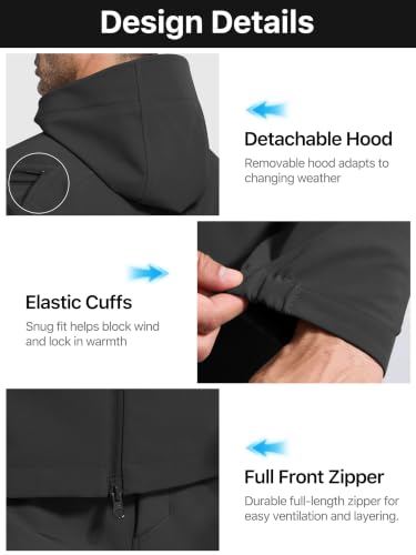 Image of FREE SOLDIER Men's Waterproof Softshell Jacket Fleece Lined Outdoor Jacket Tactical Military Hoodie Windbreaker