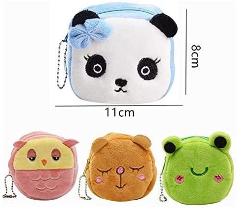 4 Pack Cartoon Plush Coin Purse,Cute Animals Coin Pouch Bag For Kids, Coin Tray Wallet Key Holder Clutch Bags, Headphones, Data Cable Storage Package, Gift For Boy And Girls Fashion Processed #TOP4