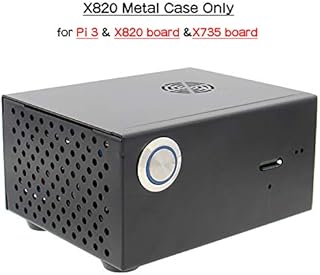 Geekworm for Raspberry Pi 3B+/3B, X820 Metal Case + Power Control Switch + Cooling Fan Support X820 V3.0 SATA SSD&HDD SATA Storage Board & X735 (Not Support X825)