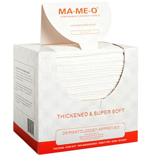 MA-ME-O Extra Large Dry Facial Towels for Sensitive Skin,Fragrance-Free and Ultra Soft,Disposable Makeup Remover Cloths,40 Count(1 Pack)