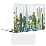 EkuaBot Cactus MacBook Air 13 inch Case & Transparent Keyboard Cover (A1369/A1466, Older Version 2010-2017 Release), Matt Clear Rubber Coated Soft Touch Hard Case Only Compatible MacBook Air 13.3