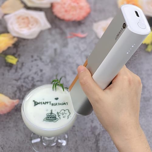 EVEBOT Handheld Food PrintPen Portable Mini Coffee PrintPen Latte Art Macaron Cookie DIY Design, Bluetooth 4.2-1PCS Black Color