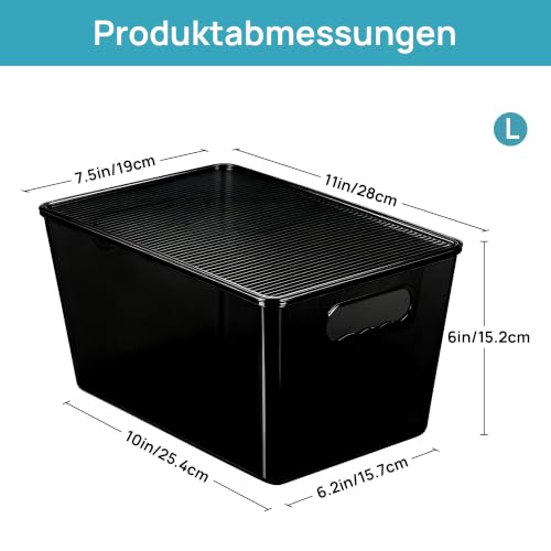 Vtopmart 3 Stück Aufbewahrungsbox mit Deckel, Ordnungsboxen Stapelboxen-L – Ansicht 2