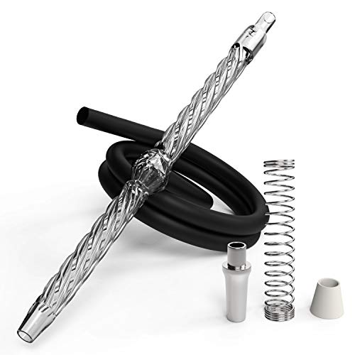 KMS Shisha Schlauch mit Mundstück - Glasmundstück Shisha 40 cm - Hochwertiges Shisha Mundstück aus Kristallglas