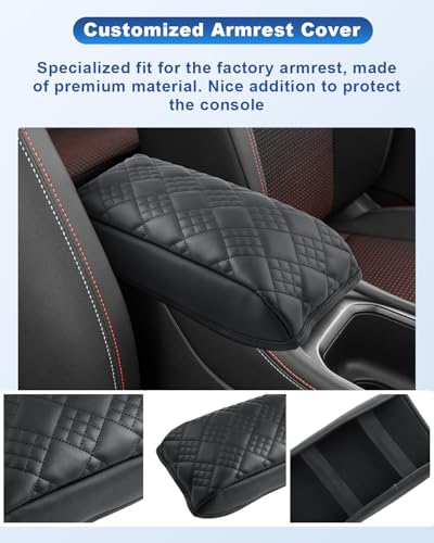 Image of CDEFG for 2025 2026 Nissan Kicks Center Console Cover, for 2025 2026 Nissan Kicks Accessories Armrest Cover Middle Console Pad Arm Rest Cushion Leather Cover