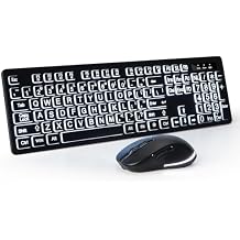 Large Print Backlit Wireless Keyboard and Mouse, 2.4G Full Size Keyboard and Mouse Combo with Big Letters and Backlight Key, Easy to See Big Letters, Light Up Keyboard for Windows, PC, Laptop, Desktop
