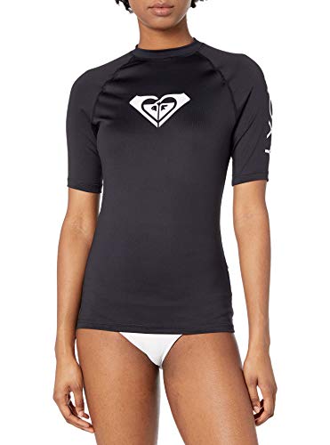 Roxy Women's Standard Whole Hearted Short Sleeve Rashguard, Anthracite 2020, XL