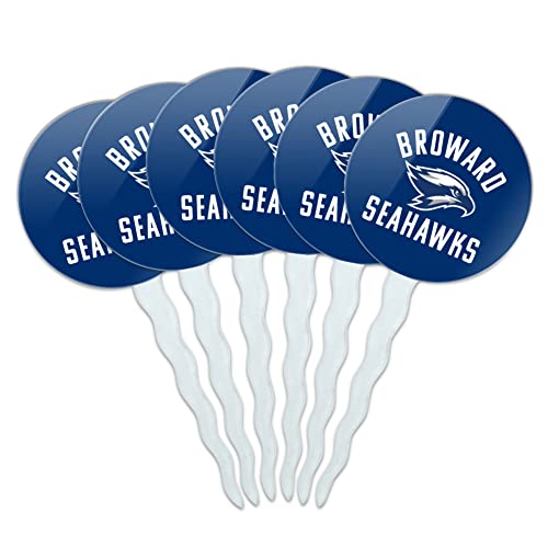 Broward College Seahawks Logo Cupcake Picks Toppers Decoration Set of 6
