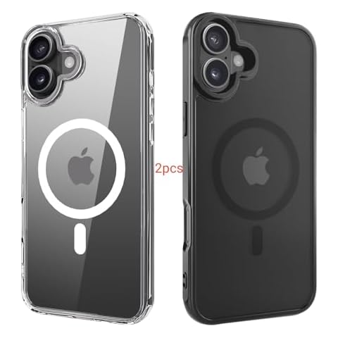 ANEWSIR for iPhone 16 Case 2pcs (Clear+Matte Black), Compatible with Magsafe, Shockproof Protection, Magnetic Phone Cases for iPhone 16 6.1 inch Cover