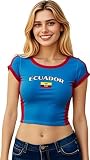 IDEWO Colombia Baby Tee Summer Crop Tops Y2k Clothes Mexico Jersey 90s Graphic Tee 2000s Going Out (US, Alpha, Medium, Regular, Regular, Ecuador)