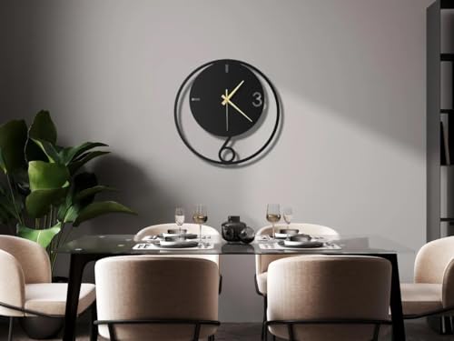 Image of Morden Metal Wall Clock for Living Room, Bedroom, Office, Kitchen, Stylish Wall Clock for Home and Hall, Designer Big Size Modern (DA-199, 50 CM)