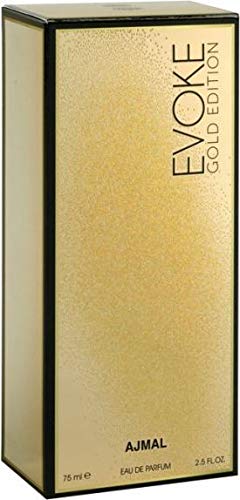 Evoke Gold for Women EDP - Eau de Parfum 75ML (2.5 oz) | Arabian Perfumery | Fresh & Spicy Opening Through Pink Pepper & Bergamot, Floral Heart w/ Orris, Woody & Powdery Base | Glamorous | by Ajmal